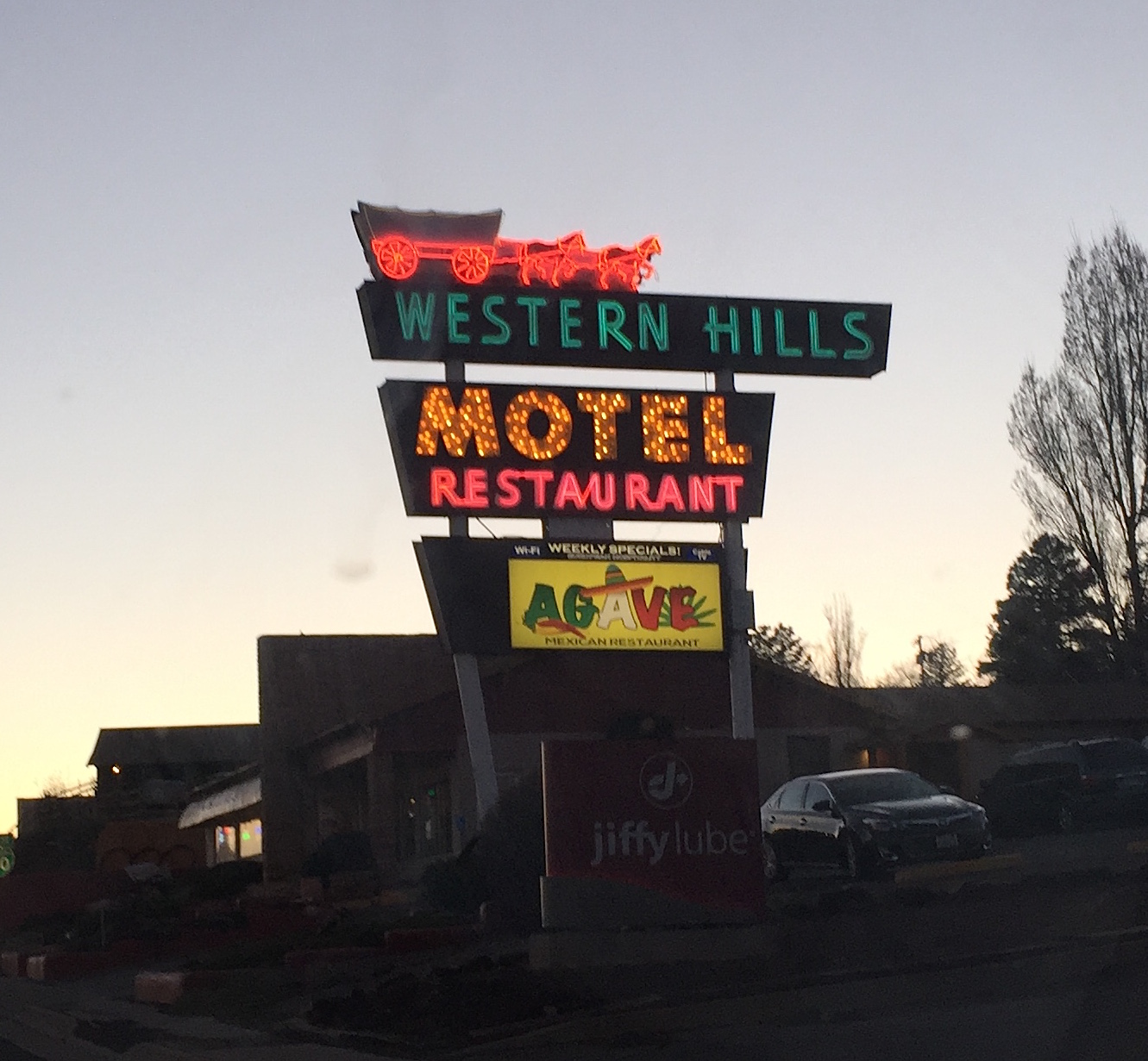 F Westen Hills Motel sign closeup